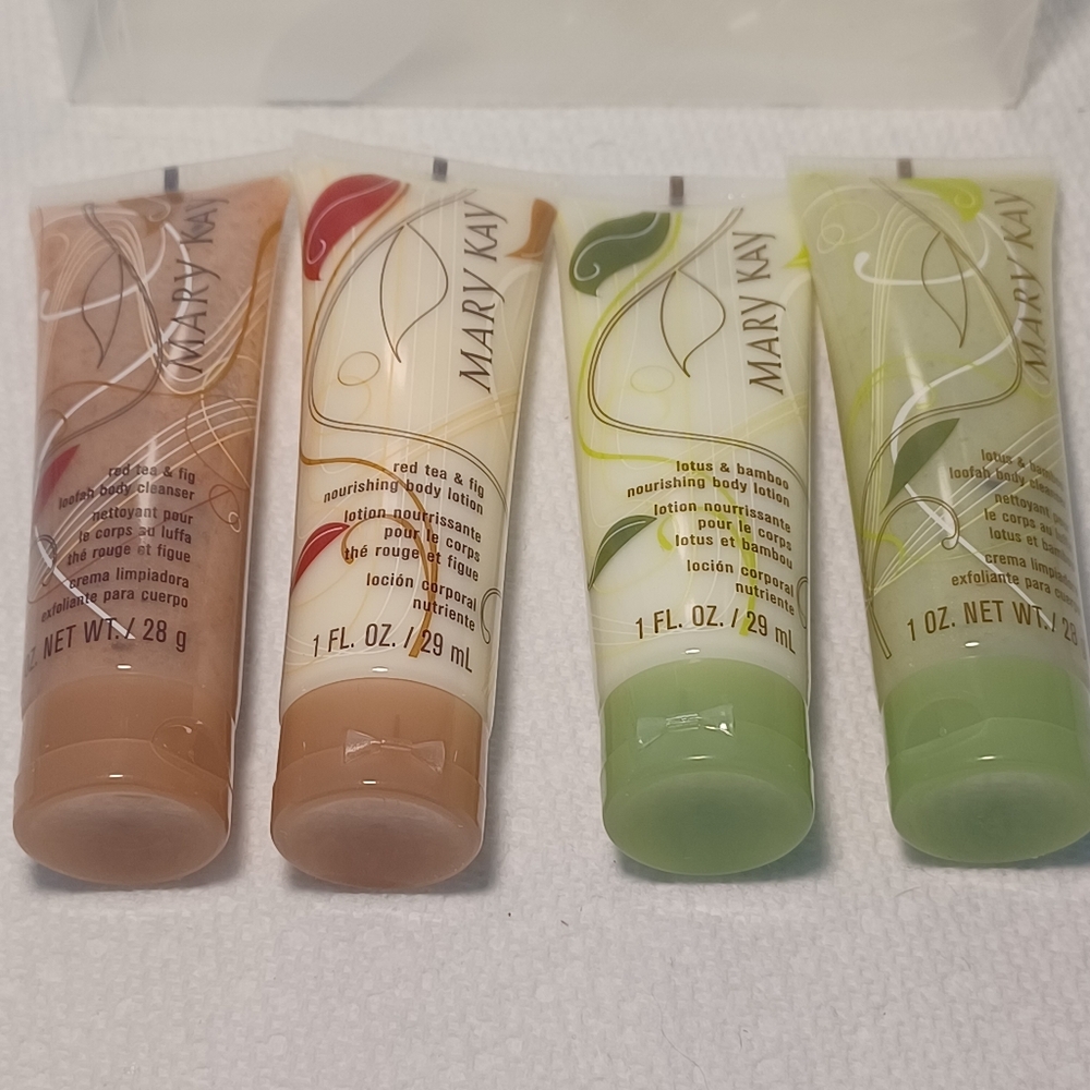 NEW Mary Kay 1 oz Lotus Bamboo & Red Tea Fig - Body Loofah Cleanser & Lotion